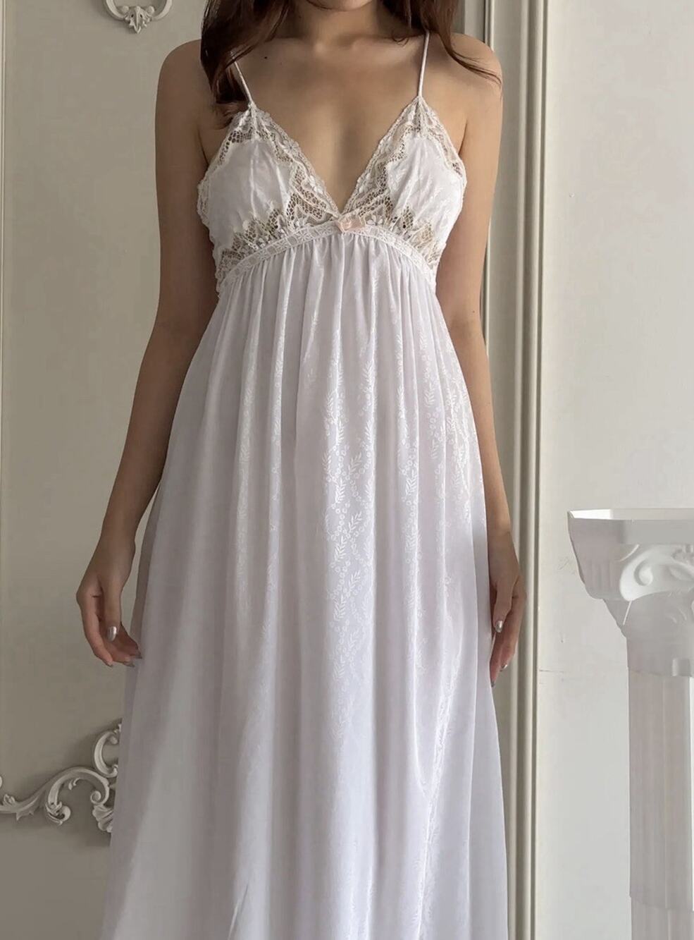 Rare Vintage Christian Dior Lingerie Coquette Jacquard Satin Nightgown Sz Small